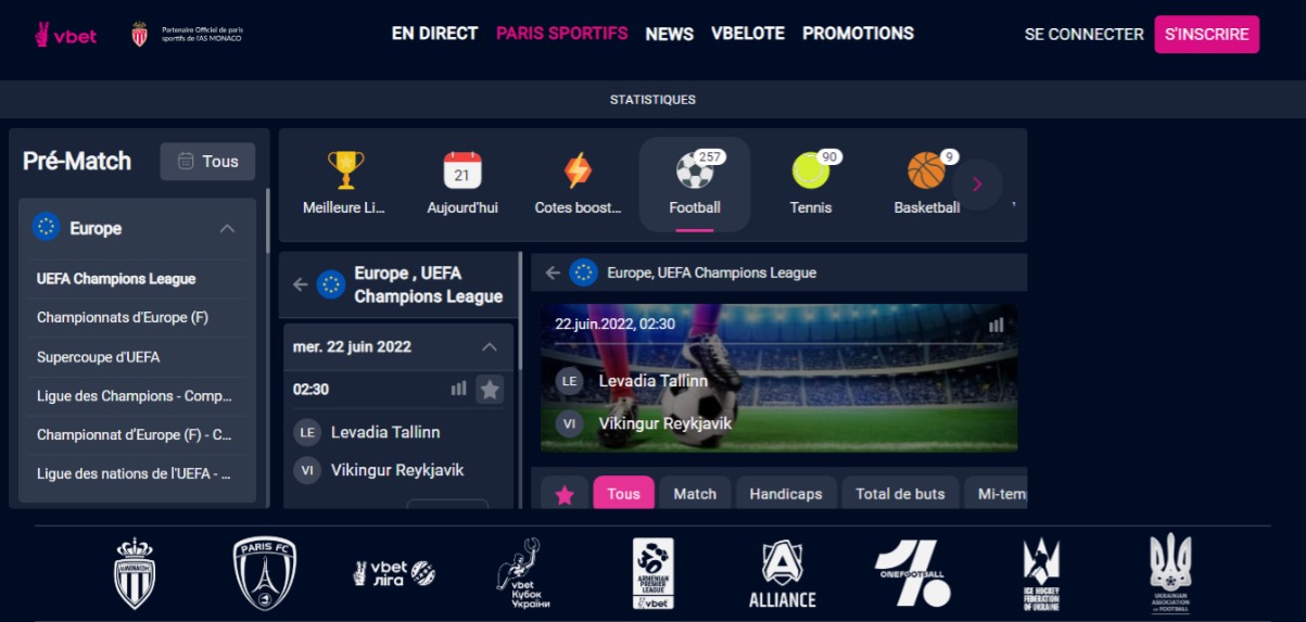 Les Paris Sportifs de Vbet, parisportif.tv