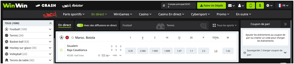 L’utilisation globale WinWinBet