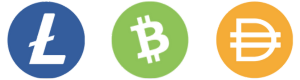 Litecoin, BitCoinCash, DOGE payment logo