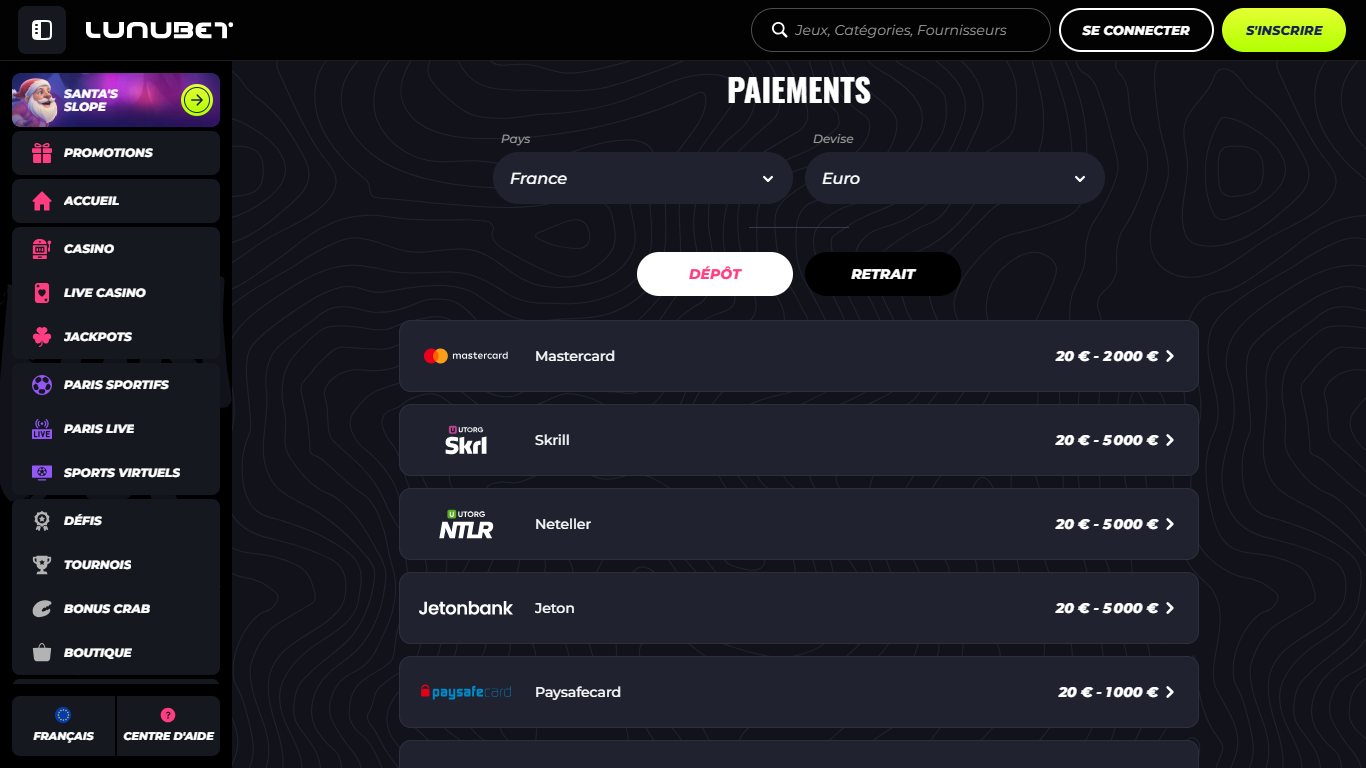 Lunubet Payments France, parisportif.tv